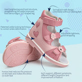 Orthopedic Sandal for Girls Kids Flower Buckle High - Top Brace - Like Ankle Support Corrective AFO Shoe for Children Princess Style - Princepard